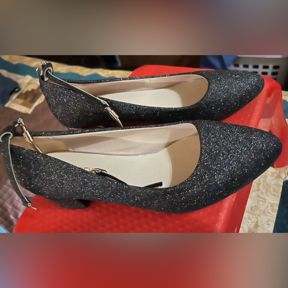 Elegant Black Glitter Women's Shoes